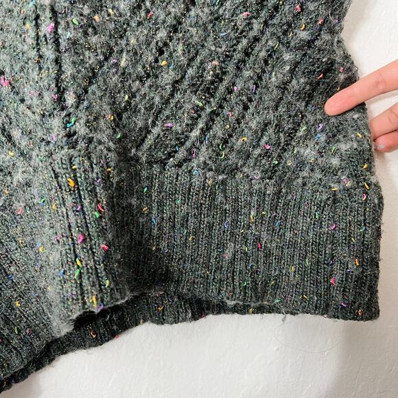 American Eagle Outfitters AEO LARGE Gray Wool Blend Sweater Fitted Knit - Picture 6 of 8